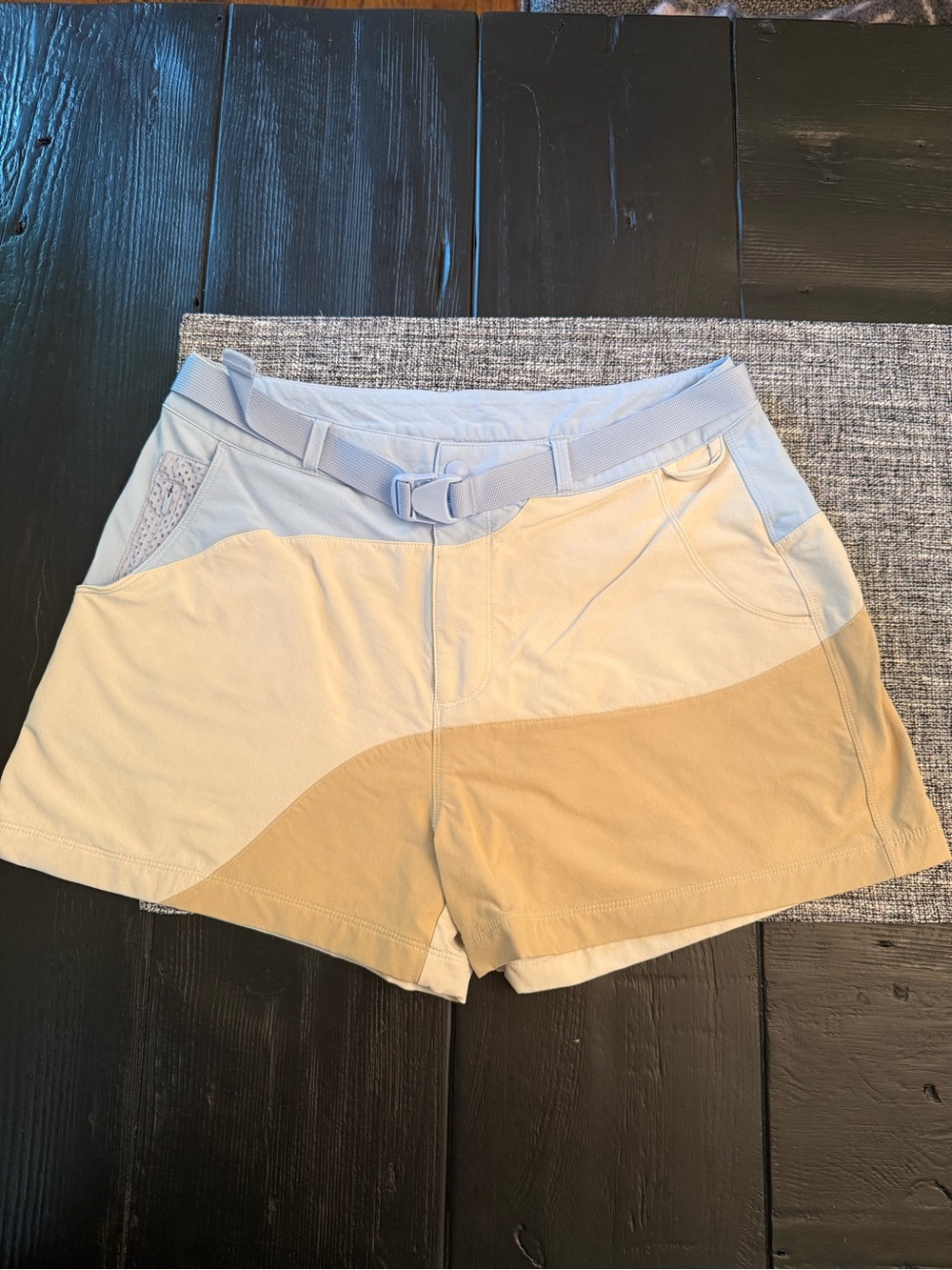 Outdoor Voices Colorblock Shorts in Blue